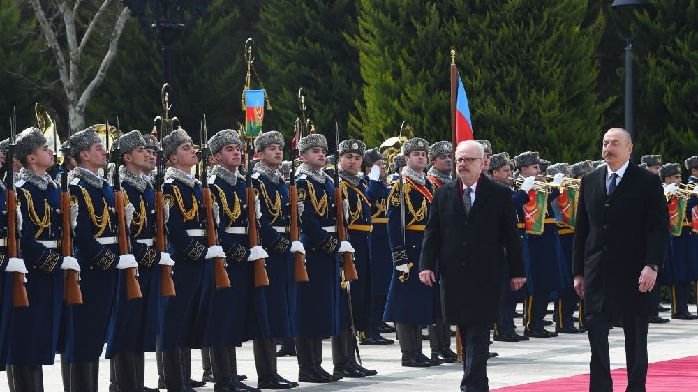 Official welcome ceremony for Latvian President Egils Levits takes place in Baku (TEST)