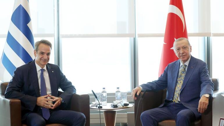 Erdoğan, Yunanistan Başbakanı Miçotakis ile BM Genel Kurulu'nda bir araya geldi