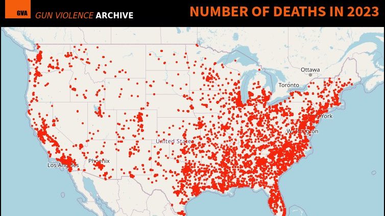 More than 40,000 people died in shootings in the US in 2023