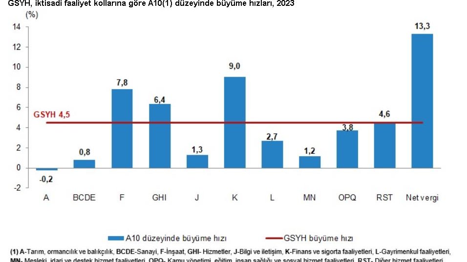 TÜİK: Türkiye ekonomisi 2023'te yüzde 4,5 büyüdü