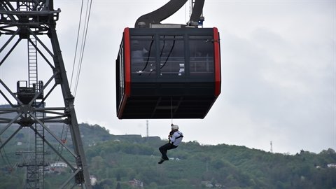 Karadeniz’in en uzun teleferiğinde tatbikat