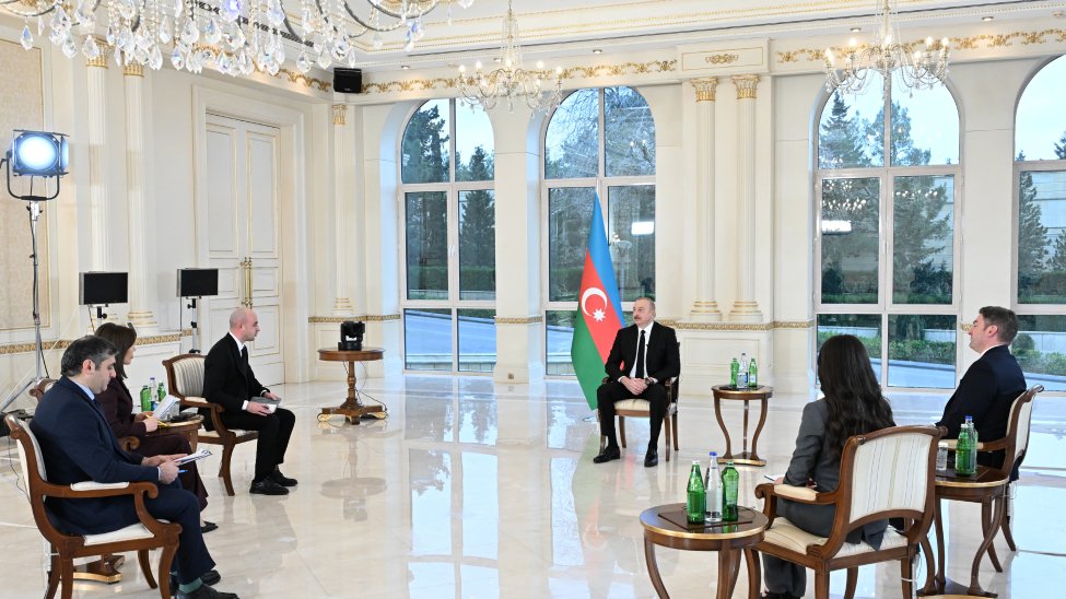 President Ilham Aliyev interviewed by local TV channels (PHOTO/VIDEO)