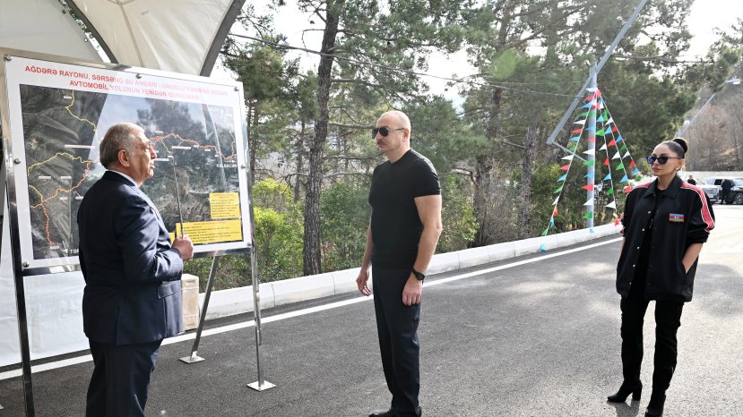 President Ilham Aliyev and First Lady Mehriban Aliyeva attended inauguration of highway from Sarsang Reservoir to Umudlu village in Aghdara